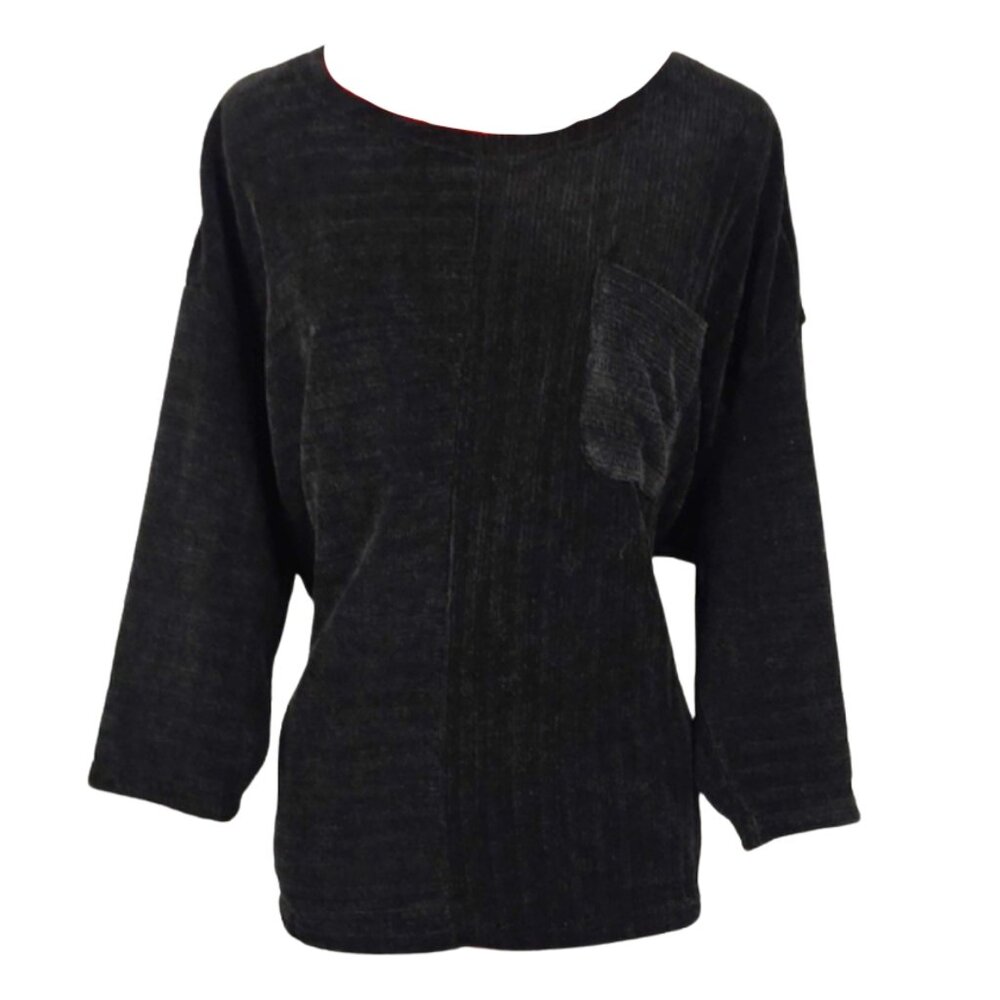 Cathy Daniels Black Abstract Striped Long Sleeve Top